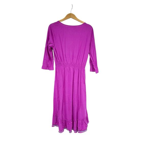 Johnny Was Floral Embroidered Hi Low Hem Midi Dress Size Large Boho Cotton READ - Picture 2 of 7